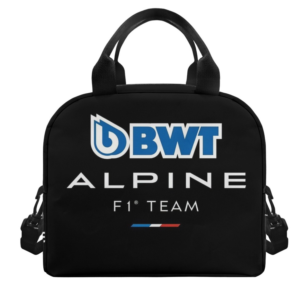 F1 Formula One Alpine Lunch Box - Alpine F1 Team And BWT Logo On Black Background