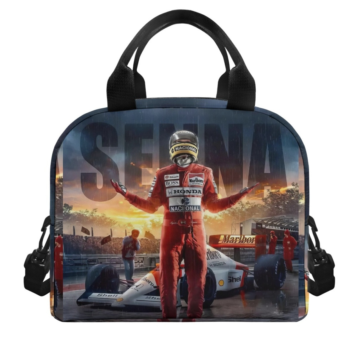F1 Formula One Ayrton Senna Lunch Box - Ayrton Senna The King Of Rain Poster
