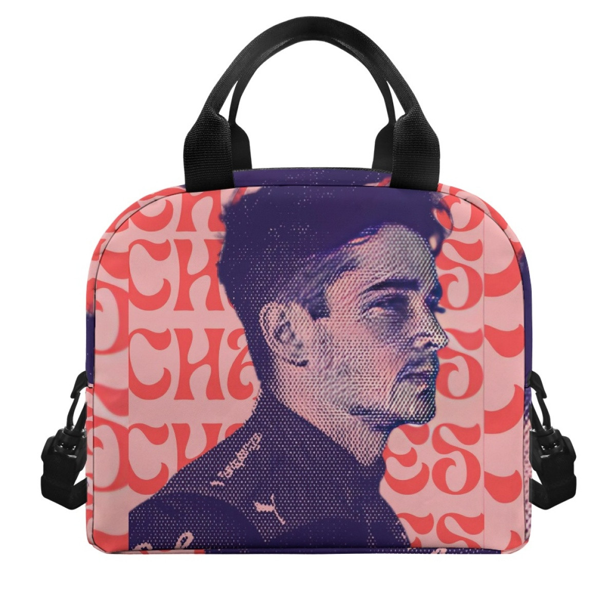 F1 Formula One Charles Leclerc Lunch Box - Charles Leclerc Side Portrait On Word Art