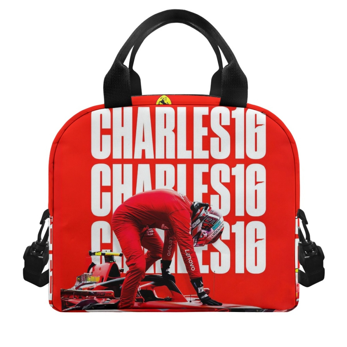 F1 Formula One Charles Leclerc Lunch Box - Charles Leclerc Word Art Poster On Red Background