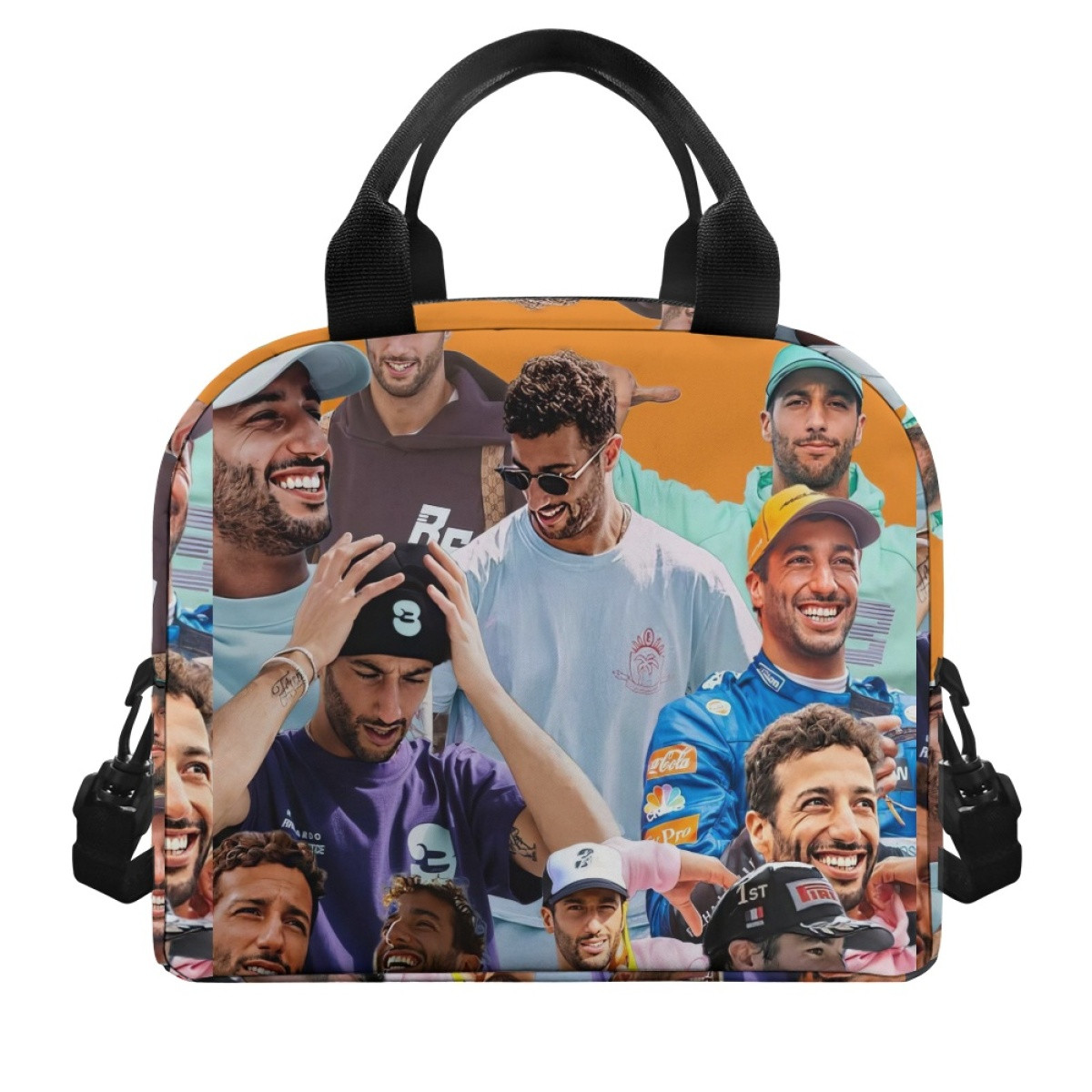 F1 Formula One Daniel Ricciardo Lunch Box - Daniel Ricciardo Collage On Orange Background