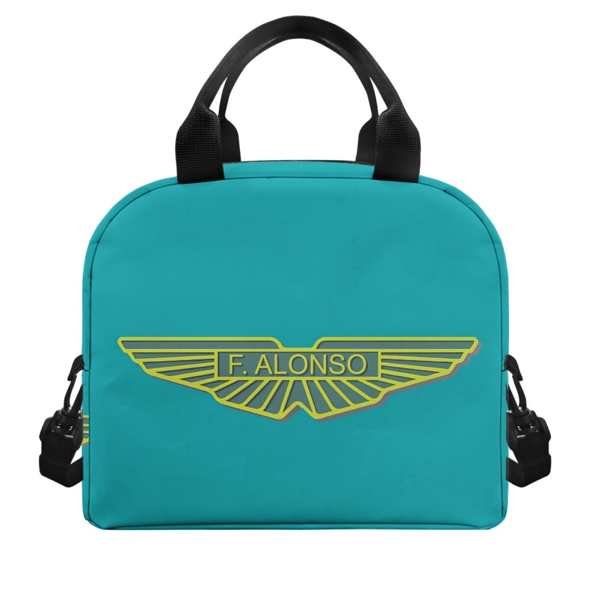 F1 Formula One Fernando Alonso Lunch Box - Fernando Alonso Logo On Cyan Background
