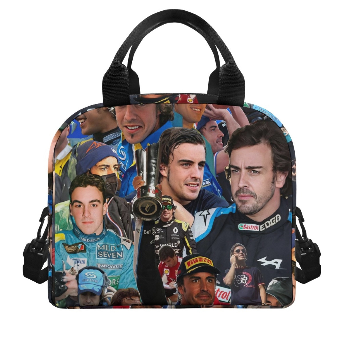 F1 Formula One Fernando Alonso Lunch Box - Fernando Alonso Portrait Collage