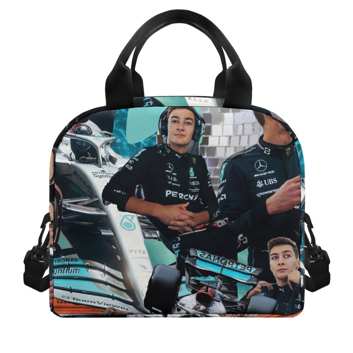 F1 Formula One George Russell Lunch Box - George Russell Portrait Collage