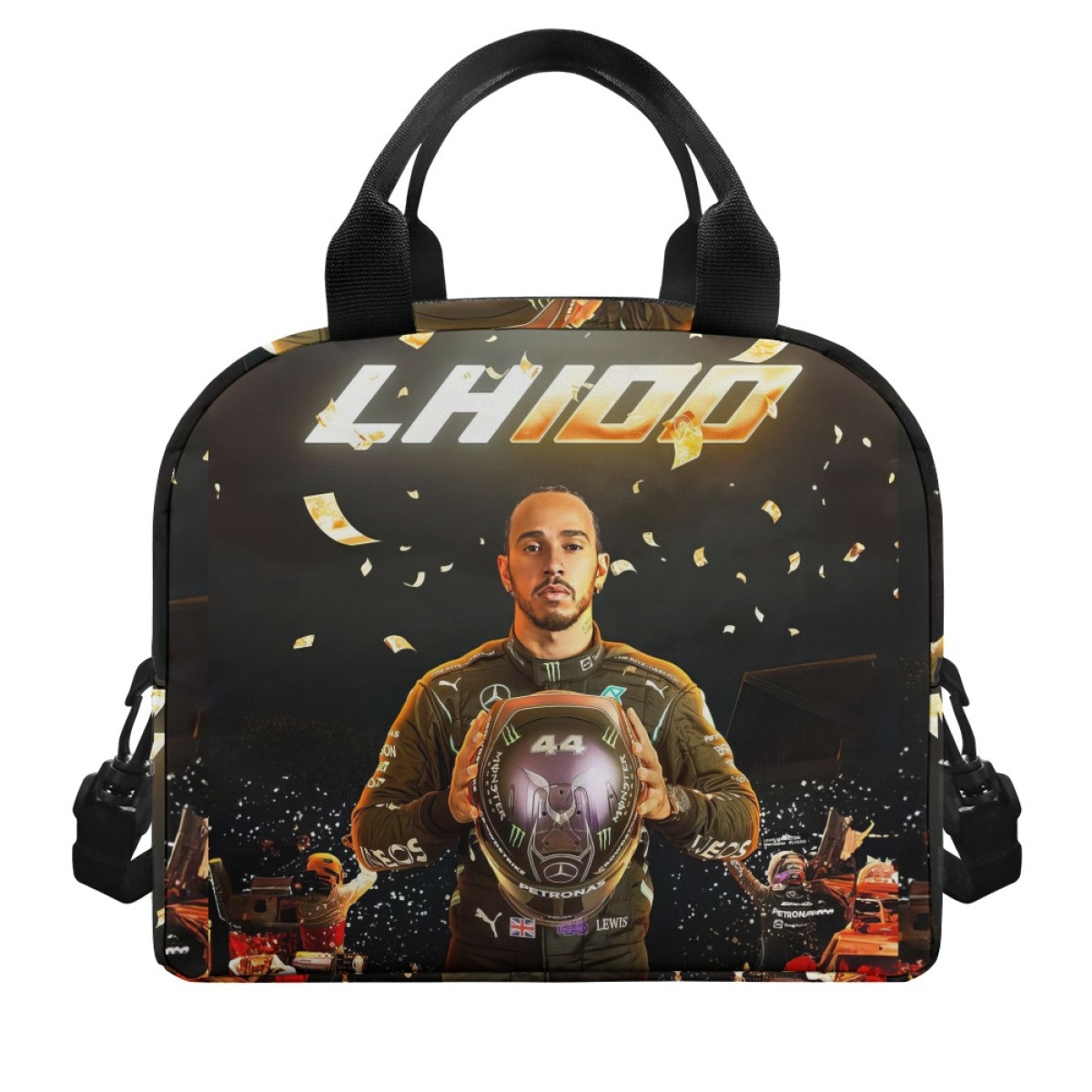 F1 Formula One Lewis Hamilton Lunch Box - Lewis Hamilton Holding Helmet Poster