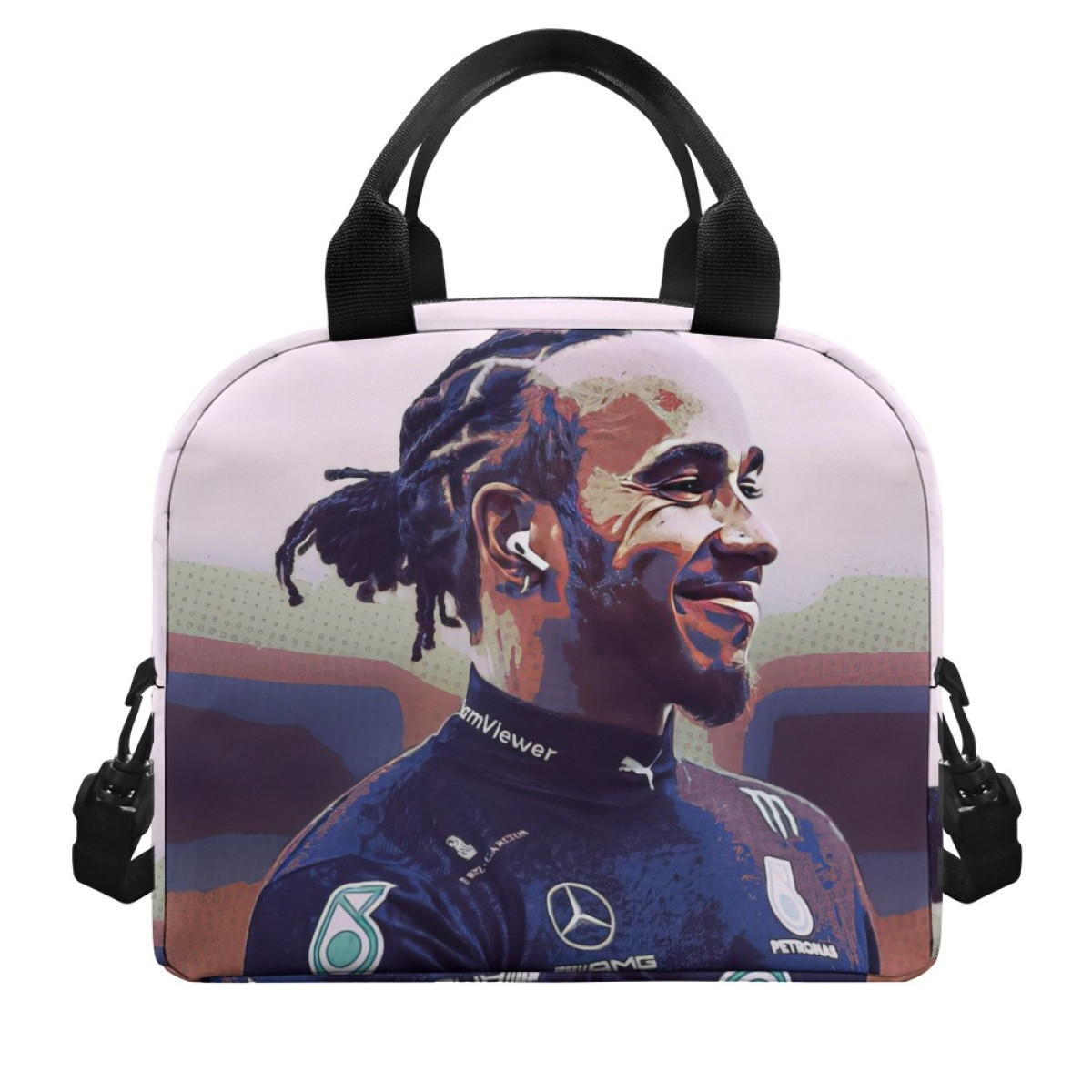 F1 Formula One Lewis Hamilton Lunch Box - Lewis Hamilton Pop Art On White Background