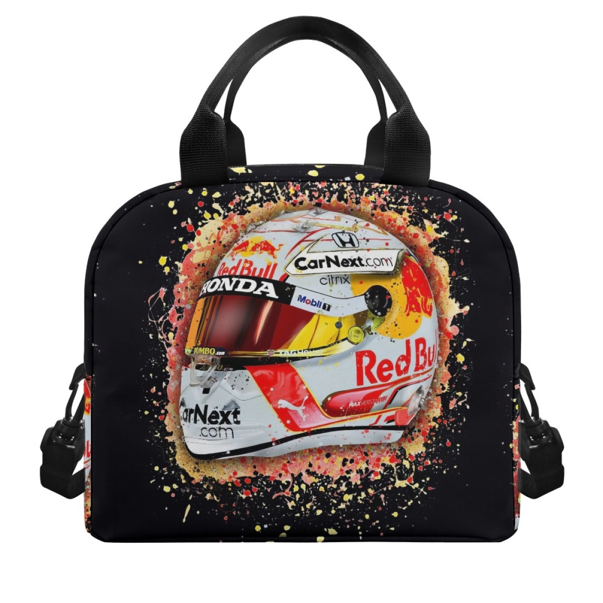 F1 Formula One Max Verstappen Lunch Box - Max Verstappen Helmet On Black Background