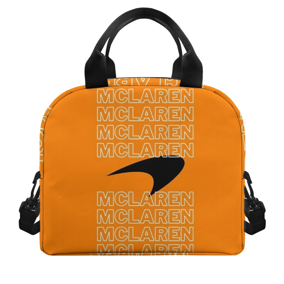 F1 Formula One Mclaren Lunch Box - Mclaren Word Art On Orange Background