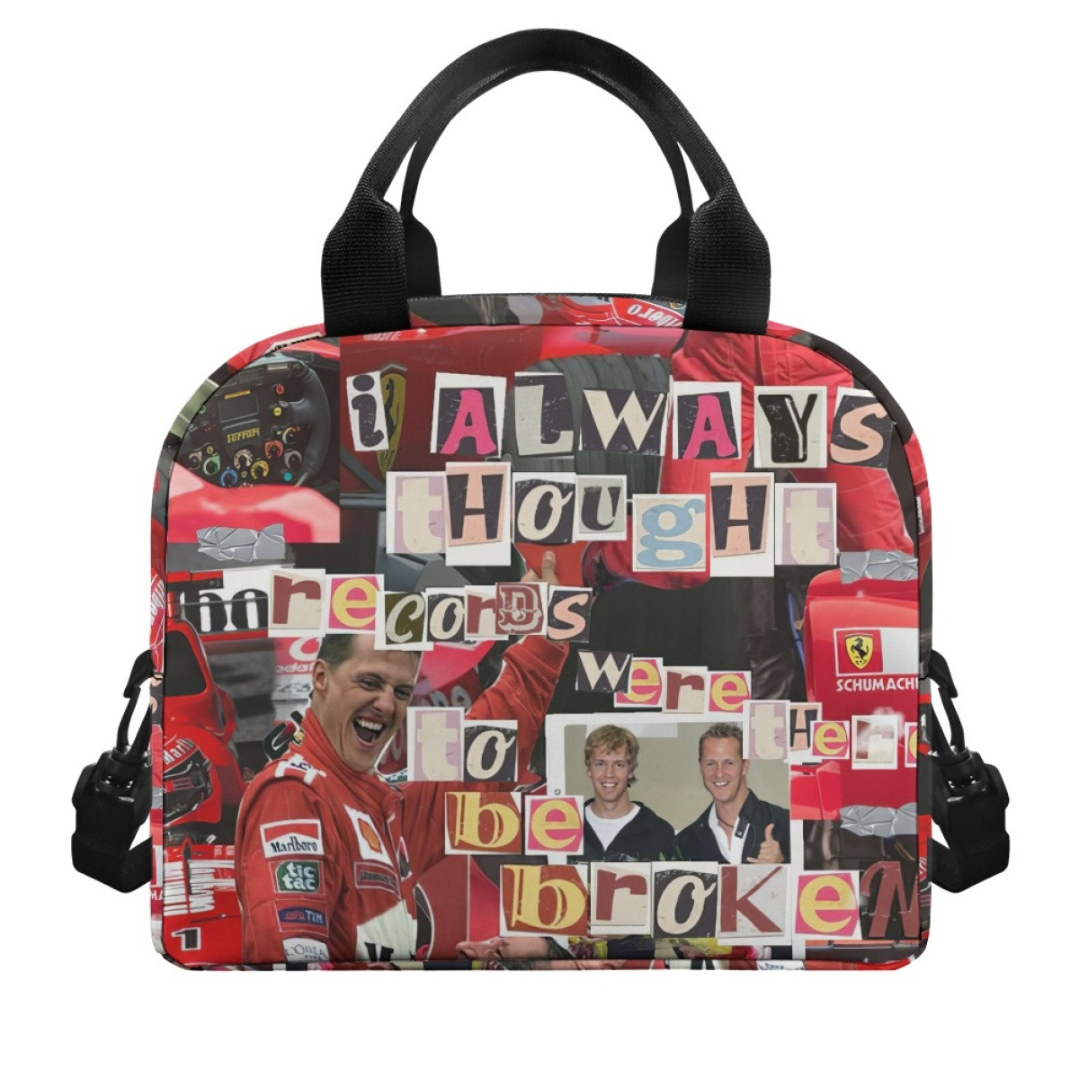 F1 Formula One Michael Schumacher Lunch Box - Michael Schumacher I Always Thought Records Were There Collage