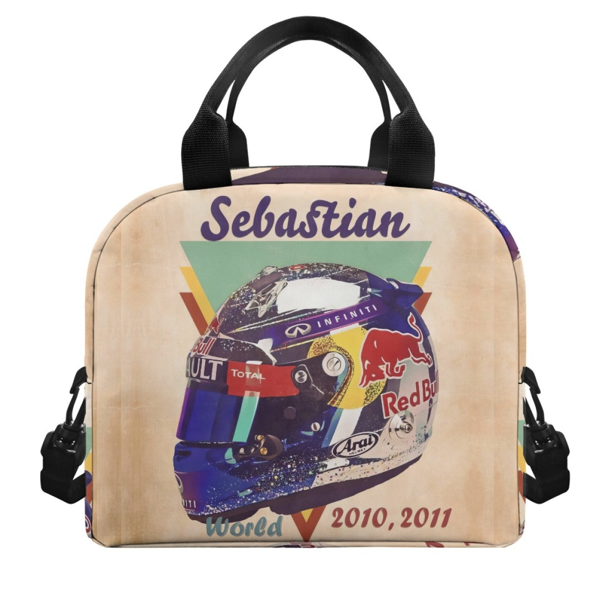 F1 Formula One Sebastian Vettel Lunch Box - Sebastian Vettel 4 Time Champion Helmet Poster