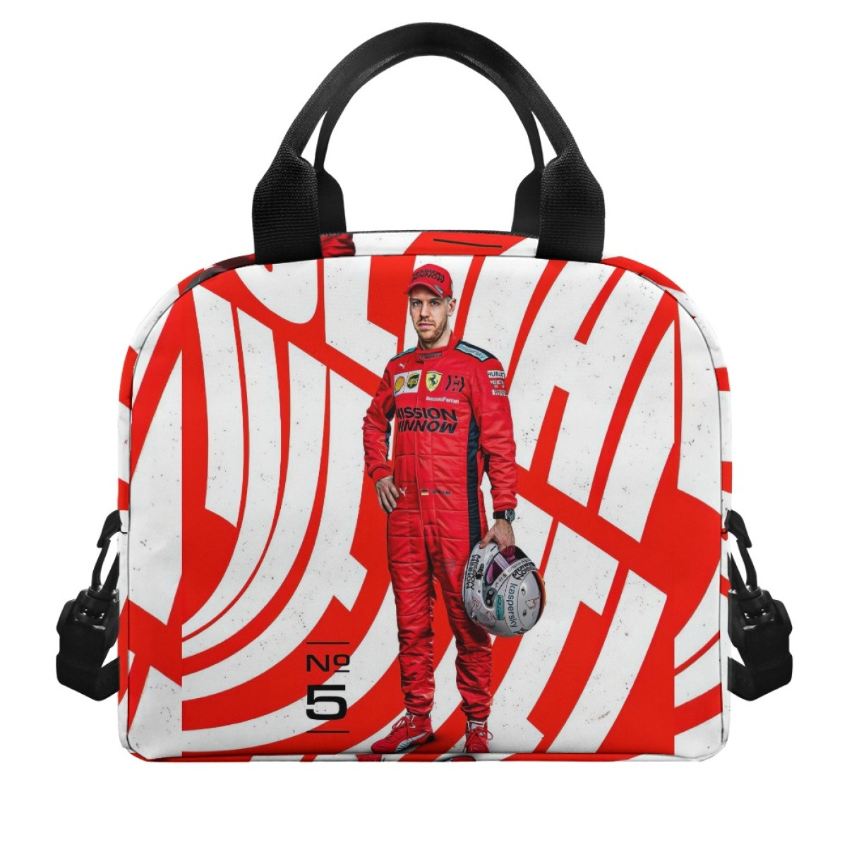 F1 Formula One Sebastian Vettel Lunch Box - Sebastian Vettel Standing On Word Art