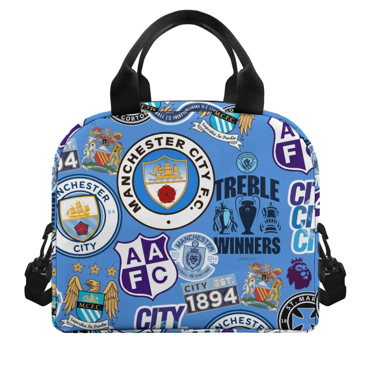 Manchester City F.C Lunch Box - Manchester City F.C Mania Collage Logo