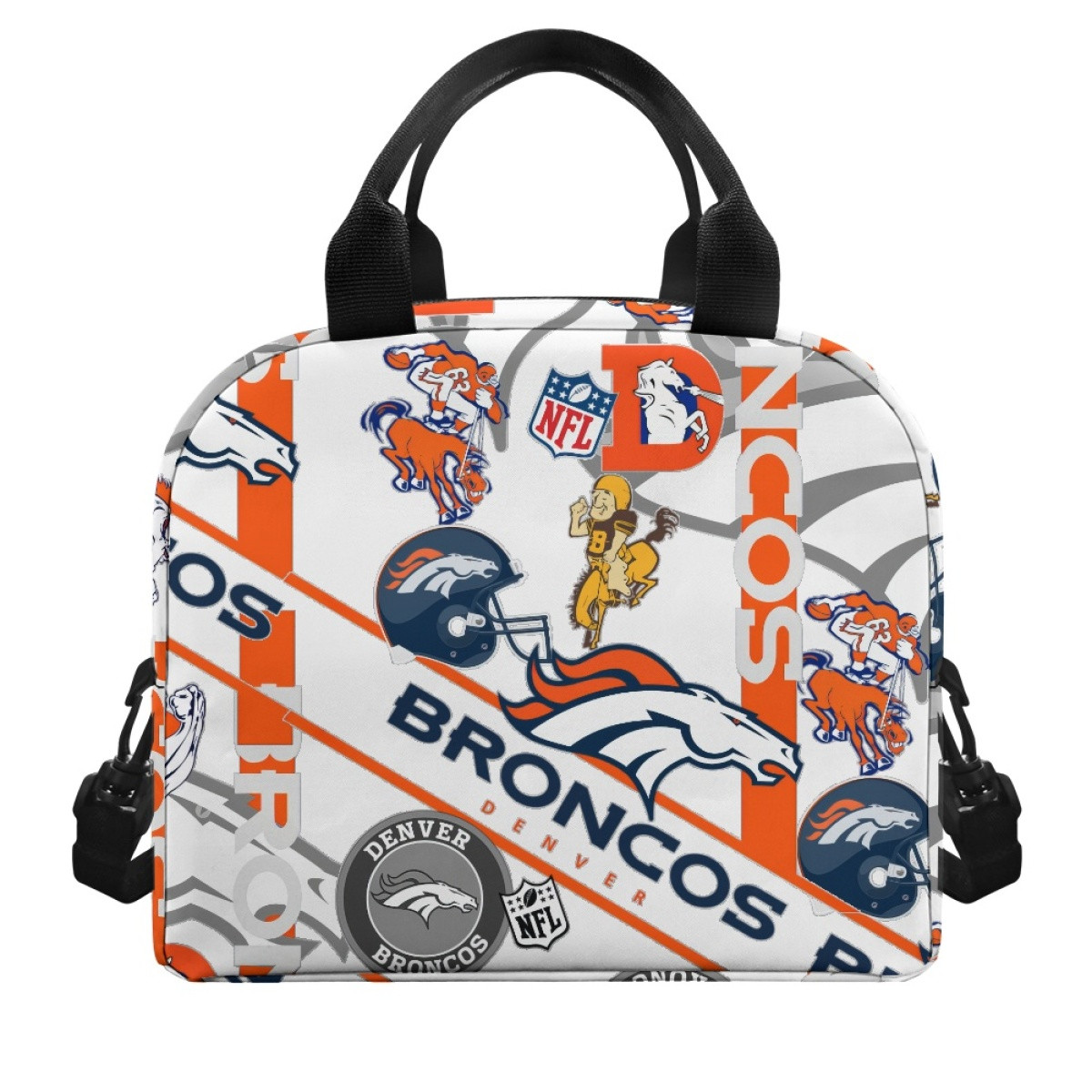 NFL Denver Broncos Insulated Lunch Bag Box - Denver Broncos Mania Collage Logo