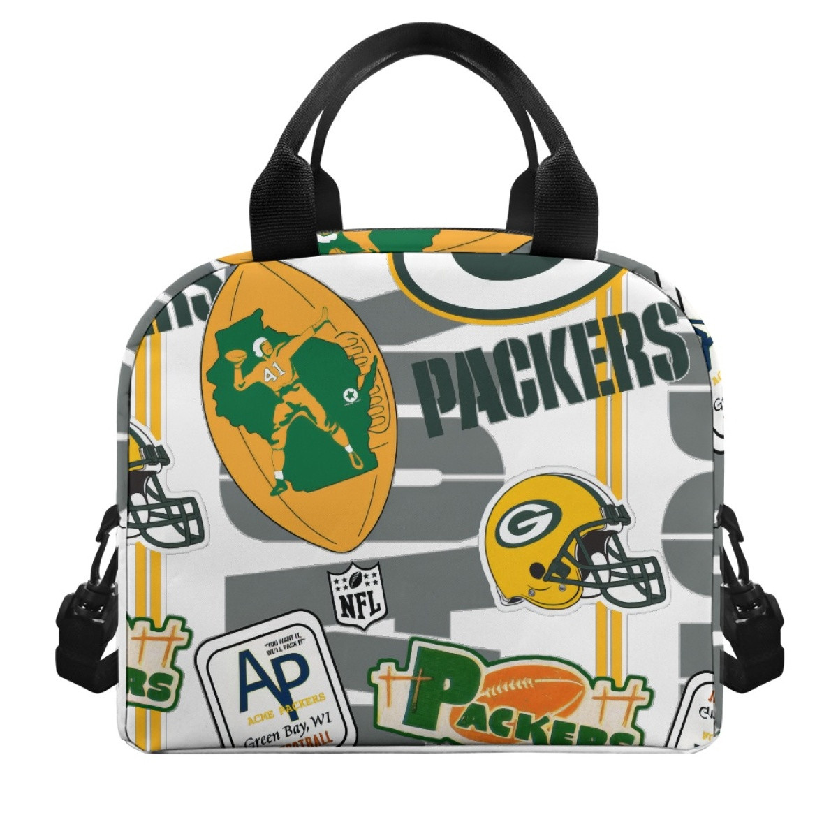 NFL Green Bay Packers Insulated Lunch Bag Box - Green Bay Packers Mania Collage Logo
