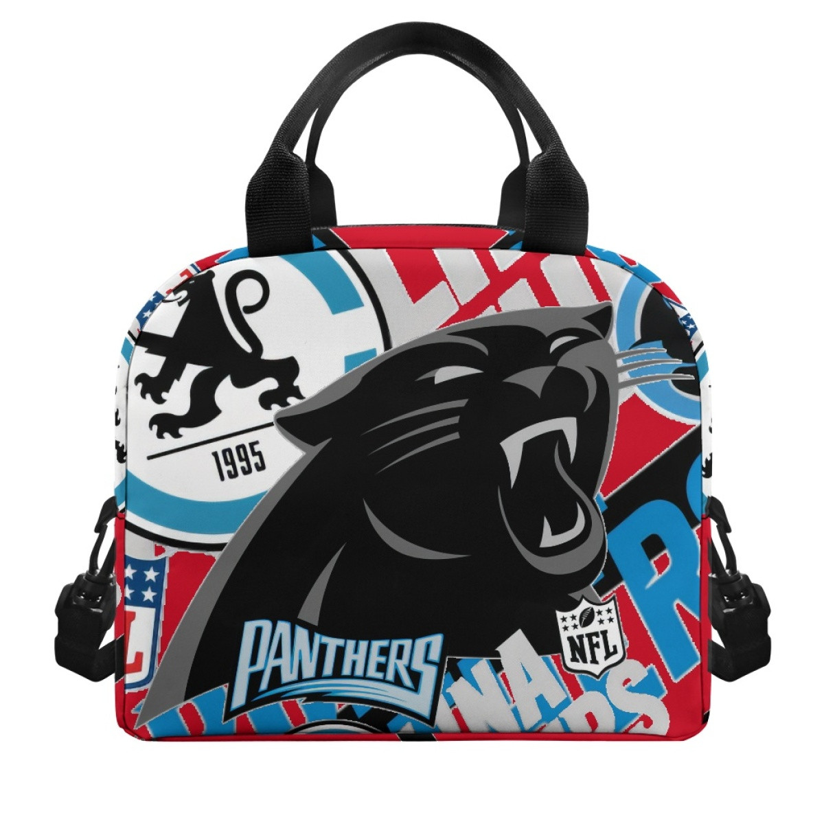 NFL Carolina Panthers Insulated Lunch Bag Box - Carolina Panthers Mania Collage Logo