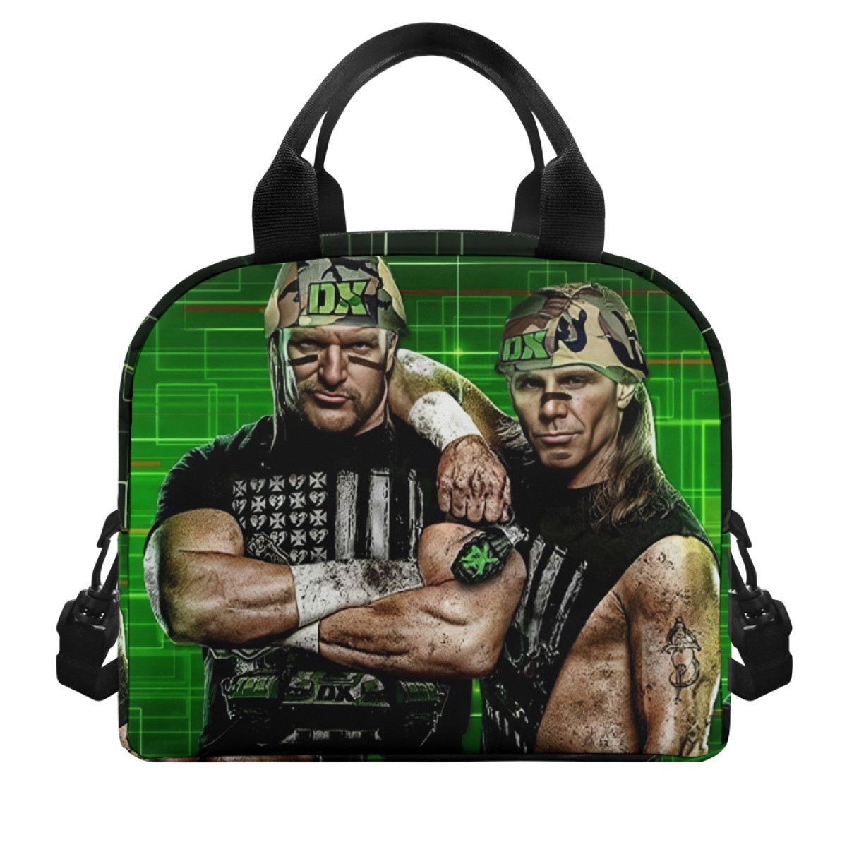 WWE Lunch Box - WWE DX Army Triple X And Shawn Michaels Standing On Green Background