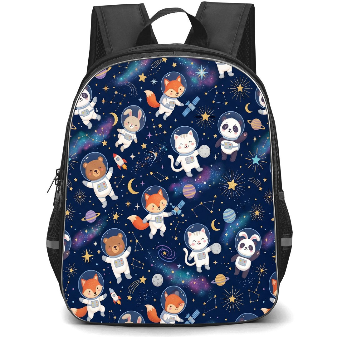 Galaxy Animals Pattern Backpack School Bag - Studentpack Black