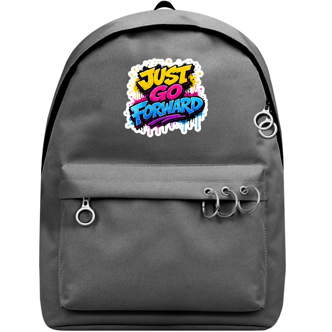 Just Go Forward Text Quote Backpack School Bag - Superpack Pro Black