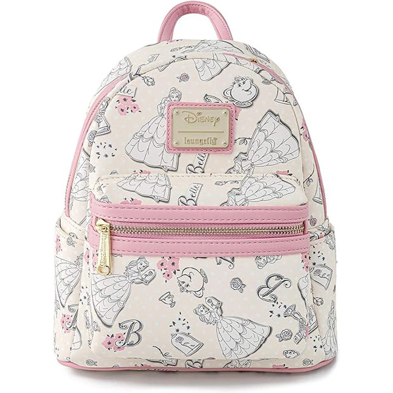 Disney Beauty And The Beast Belle Pink Allover-Print Loungefly Mini Backpack - Belle Loungefly