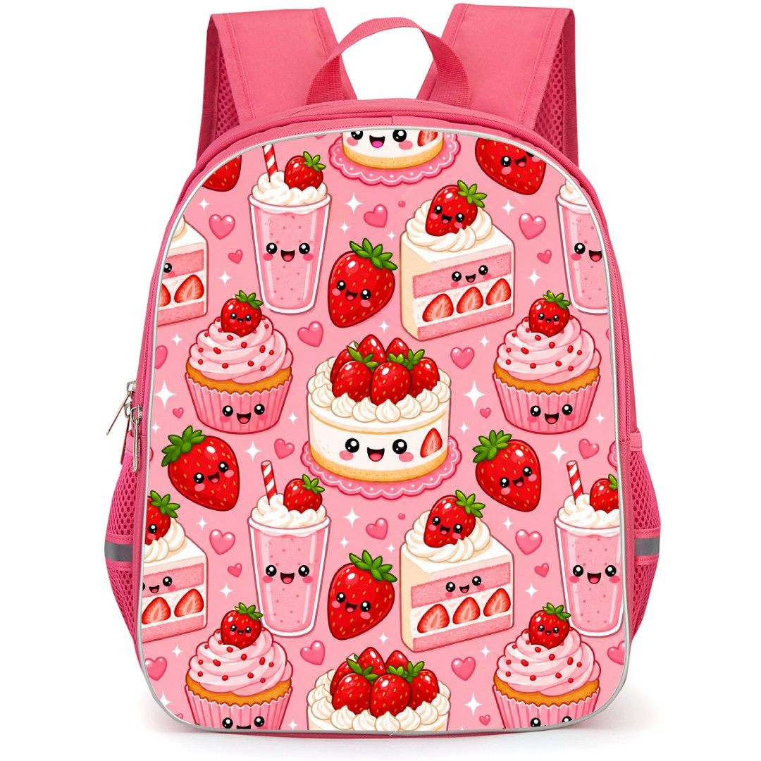 Strawberry Carnival Pattern Backpack School Bag - Studentpack Pink