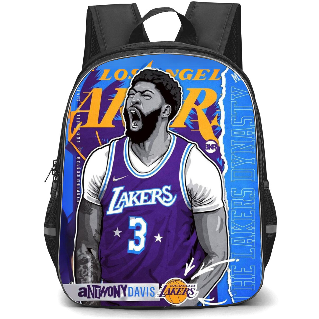 NBA Anthony Davis Backpack StudentPack - Anthony Davis Los Angeles Lakers 3 Shouting Vector Illustration Art