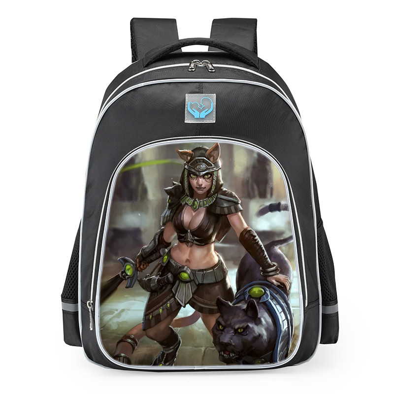Smite Bastet Dominatrix Skin School Backpack