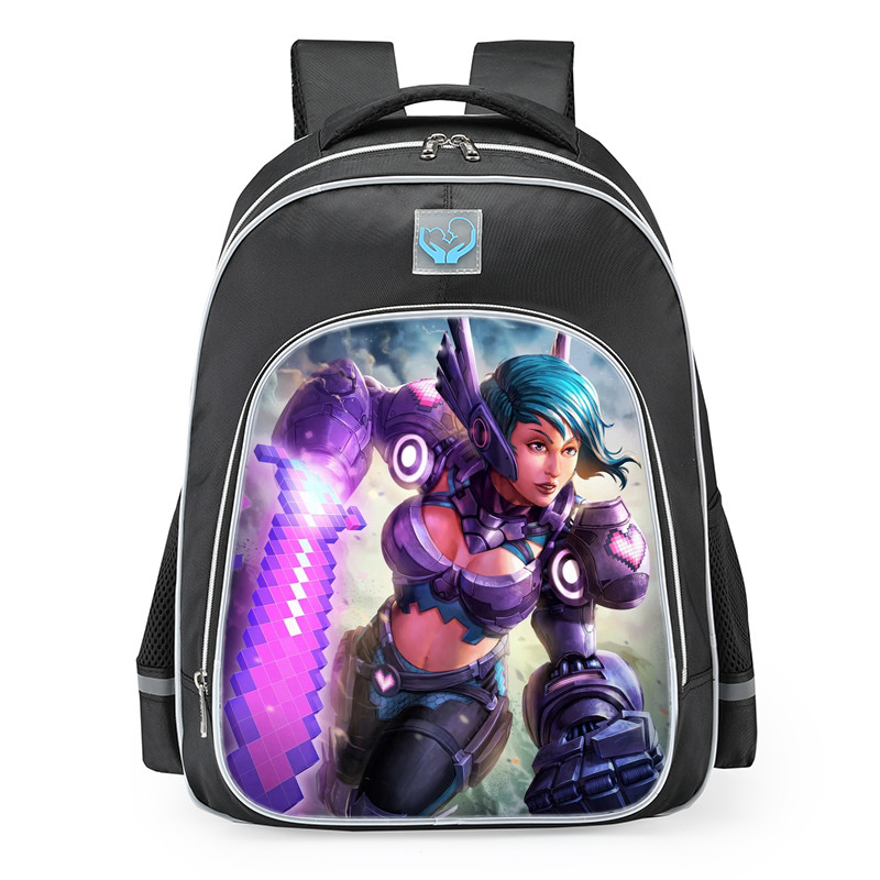 Smite Freya Pixel Buster Skin School Backpack