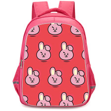 BT21 Cooky Backpack StudentPack - Cooky Avatar Pattern Art On Red Background