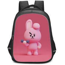 BT21 Cooky Backpack StudentPack - Cooky Exercising On Pink Background