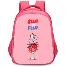 BT21 Cooky Backpack StudentPack - Cooky Sun And Fun Pink Background