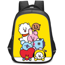 BT21 Backpack StudentPack - BT21 Cuddles Standing On Yellow Background
