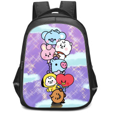BT21 Backpack StudentPack - BT21 Happy Army Day Purple Background