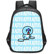 BT21 Koya Backpack StudentPack - Koya Standing On Word Art Blue Background