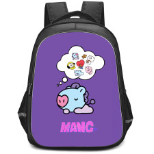 BT21 Mang Backpack StudentPack - Mang Is Dreaming Pink Background