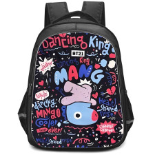 BT21 Mang Backpack StudentPack - Mang Typography On Black Background