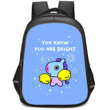 BT21 Mang Backpack StudentPack - Mang You Know You Are Bright On Blue Background