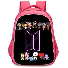 BT21 Backpack StudentPack - BT21 Member And Bangtan Boys On Black Background