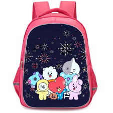 BT21 Backpack StudentPack - BT21 All Member Celebration Happy Lunar New Year On Black Background