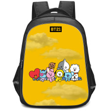 BT21 Backpack StudentPack - BT21 Member Sitting Yellow Background