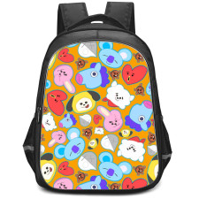 BT21 Backpack StudentPack - BT21 Pattern Art On Orange Background