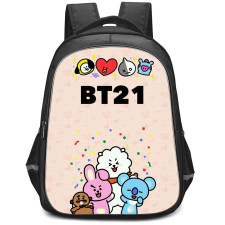 BT21 Backpack StudentPack - BT21 Poster On Pink Background