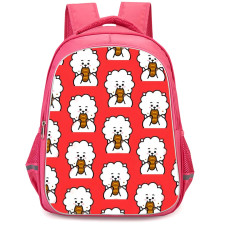 BT21 RJ Backpack StudentPack - RJ Eating pattern Art On Red Background