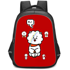 BT21 RJ Backpack StudentPack - RJ Sitting On Red Background