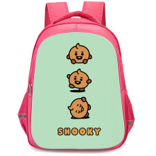 BT21 Shooky Backpack StudentPack - Shooky Baby On Green Background
