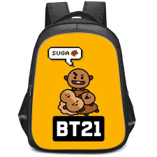 BT21 Shooky Backpack StudentPack - Shooky Suga On Orange Background