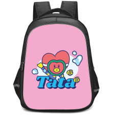 BT21 Tata Backpack StudentPack - Tata Dive Down Into The Ocean Pink Background