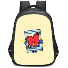 BT21 Tata Backpack StudentPack - Tata Universtar Polaroid On Beige Background