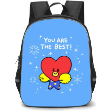 BT21 Tata Backpack StudentPack - Tata You Are The Best Poster Blue Background