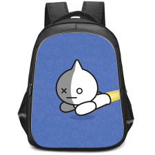 BT21 Van Backpack StudentPack - Van On Blue Pattern Art Background