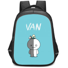 BT21 Van Backpack StudentPack - Van The Space Robot Standing On Cyan Background